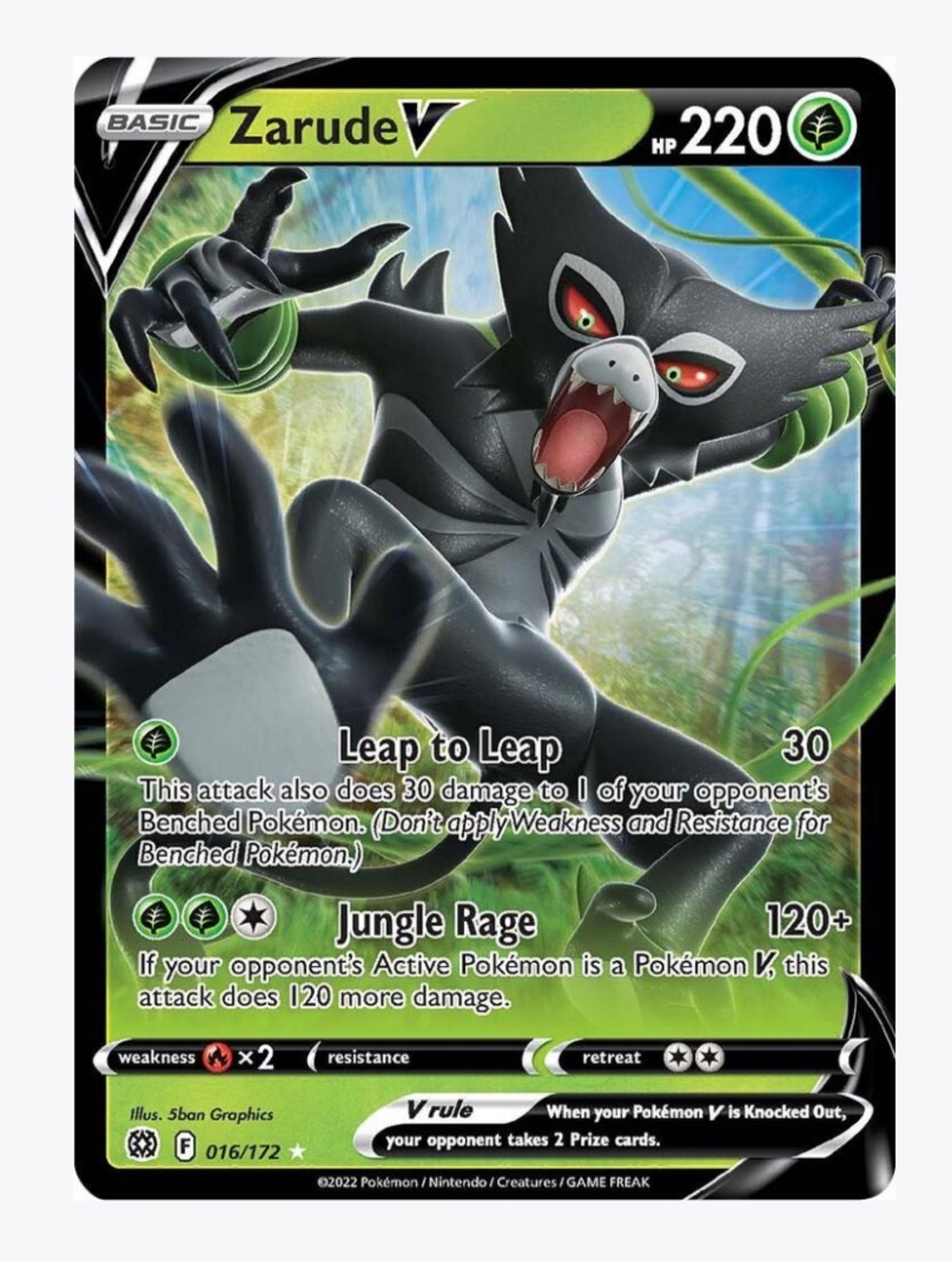 Zarude V SWSH09: Brilliant Stars Pokemon Trading Card